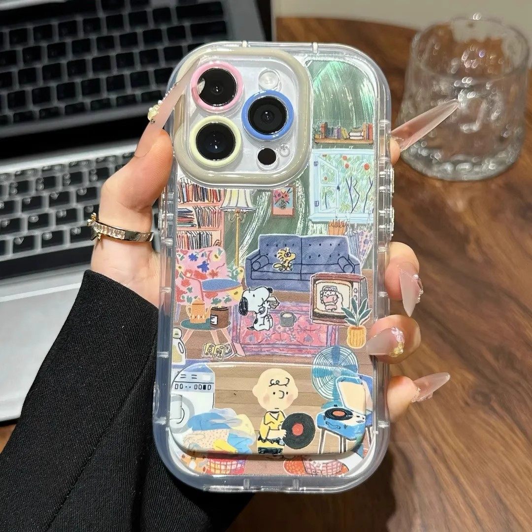 适用多型号复古史努比羽纱泡芙壳