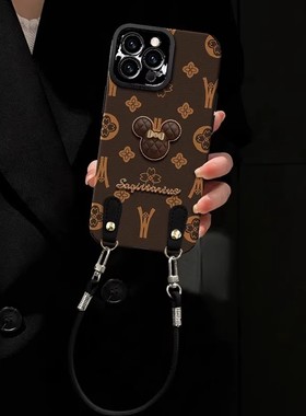 轻奢荔枝纹适用苹果16PraMax手机壳华为Pura80Pro女荣耀400新款vivoS30创意小米15个性oppoReno14米奇红米K70