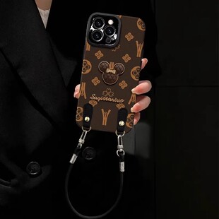 轻奢荔枝纹适用苹果16PraMax手机壳华为Pura80Pro女荣耀400新款 oppoReno14米奇红米K70 vivoS30创意小米15个性