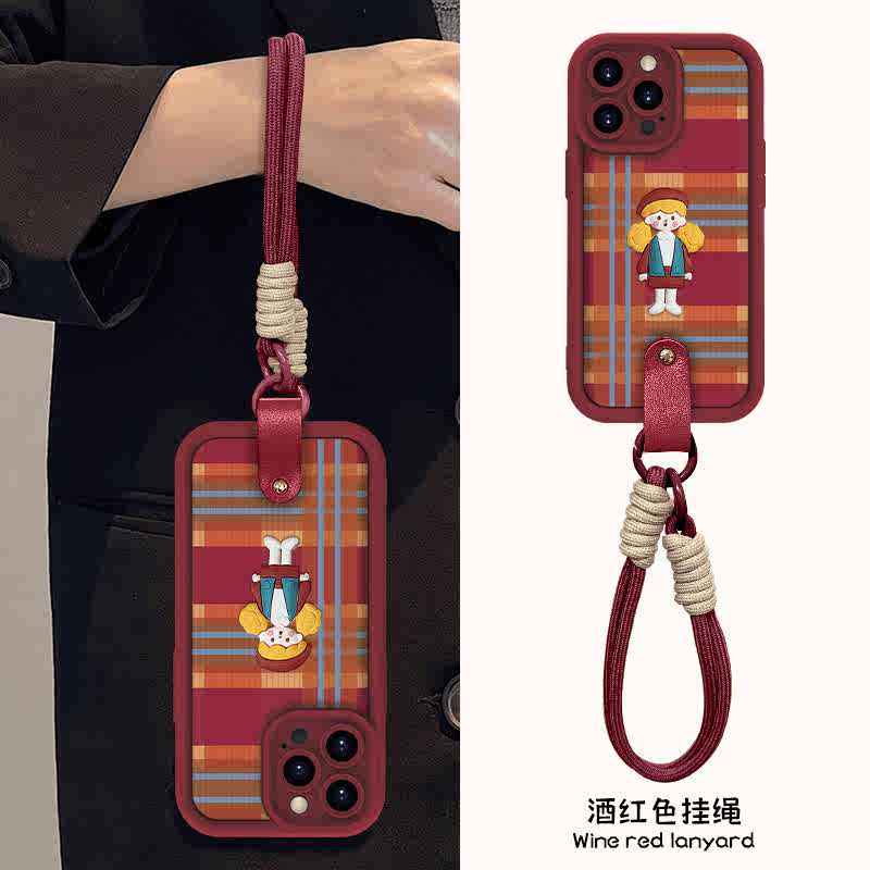 酒红色女孩适用多型号手机壳