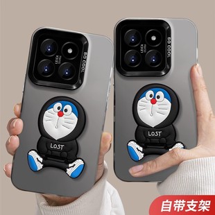 哆啦A梦立体支架适用苹果15promax手机壳华为mate60pro新款荣耀200男OPPOReno12可爱小米14防摔vivox100卡通