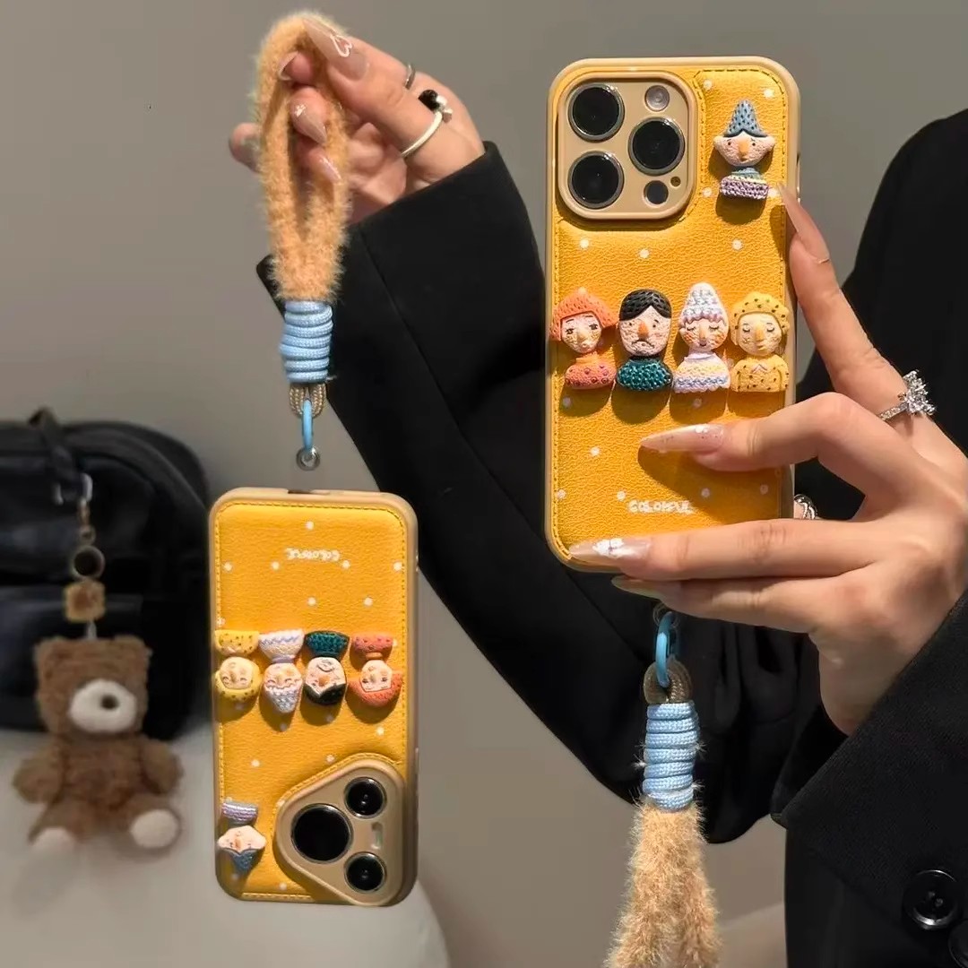 适用多型号立体五小人糖果气垫壳