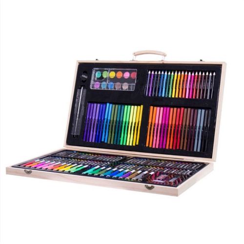 六一儿童节180木盒 画笔套装 水彩笔 礼盒绘画Q用品办公蜡笔油画