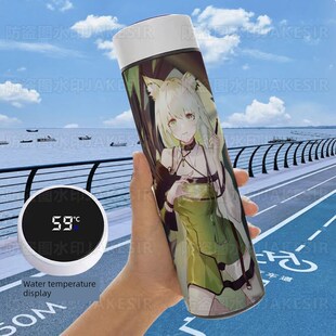 明日方舟手办周边凯尔希智能学生保D温杯高颜值测温显温水304不锈