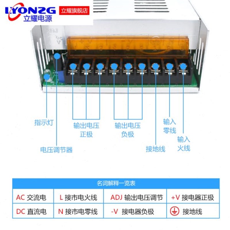 数显示可调大功率开关电源nDC12V600W24V500W36v48v60V直流变压器