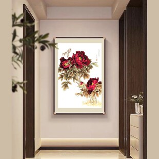 苏绣DIY套件初学材料包 工v笔红牡丹 玄关客厅卧室餐厅 刺绣装饰