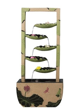 假山流水盆景观家居饰品树u脂工艺大堂门厅摆件饰荷花喷泉荷叶摆