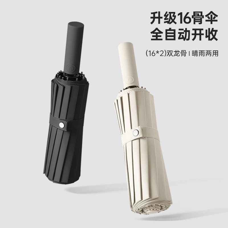 16骨升级款全自动雨伞大号折叠加固防风双人晴雨两用女士广告伞图片