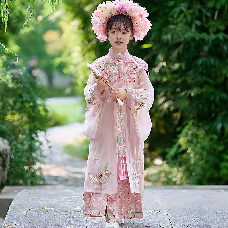 女童汉服春夏新款粉色马面裙儿童明制超仙古风中国风簪花摄影服装,童装/婴儿装/亲子装,唐装,淘宝优惠券,粉丝福利购,淘宝优惠卷