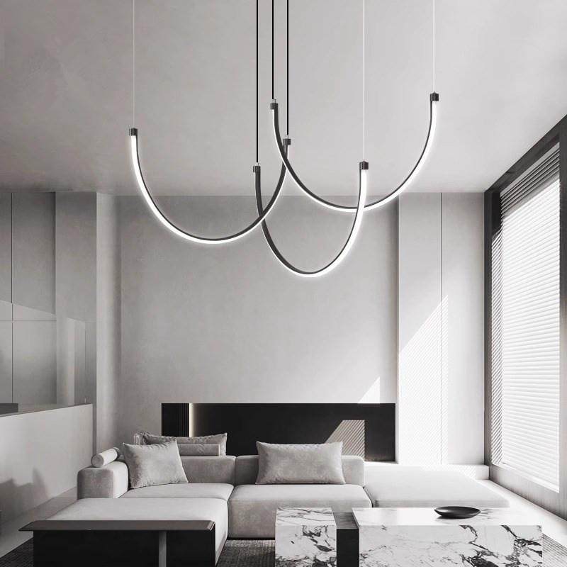 2023年新款客厅吊灯北欧铝材后现代长条吊灯全光谱护眼设计师款灯