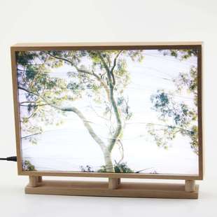 方形发光像框小夜灯木质带底座相框实木灯箱可换画夜灯发光相框