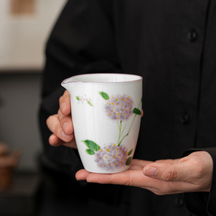 紫藤花纯手绘公道杯陶瓷高档家用茶海单个公杯匀杯分茶器茶具