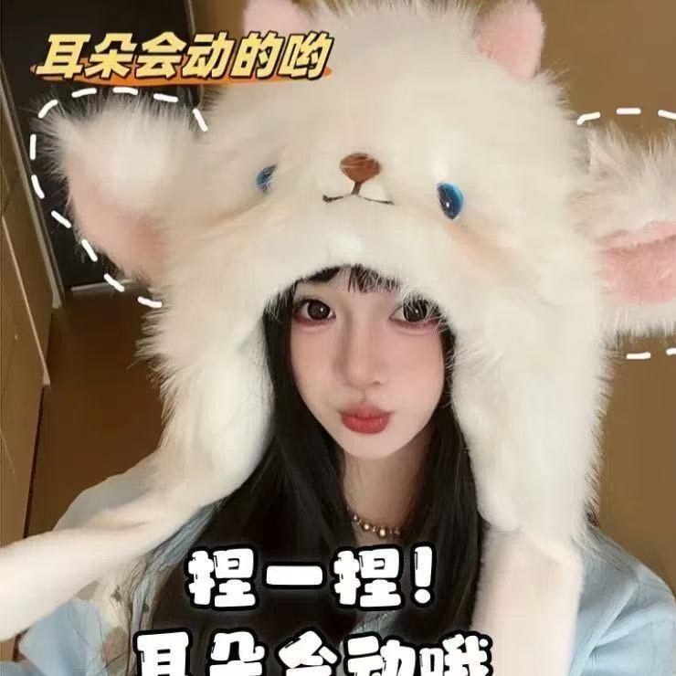 可爱小绵羊毛绒帽女冬季新款防寒保暖帽子围巾一体加厚护耳雷锋帽