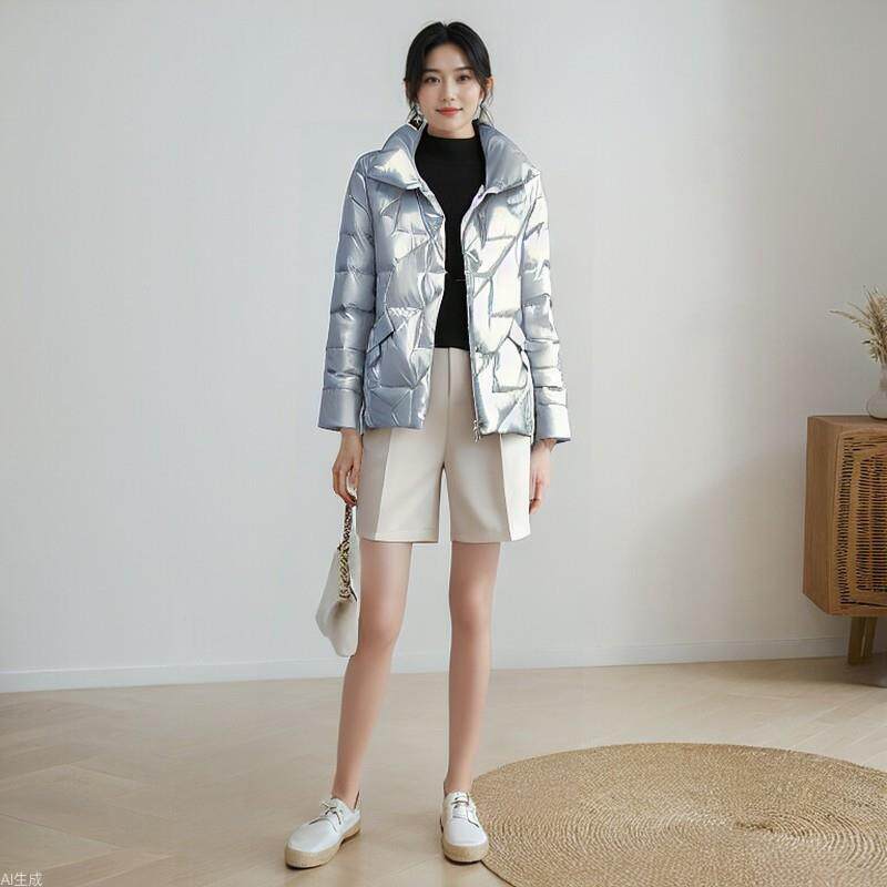 2025冬季棉衣女短款韩版免洗亮面宽松面包服显瘦保暖棉袄外套亮片