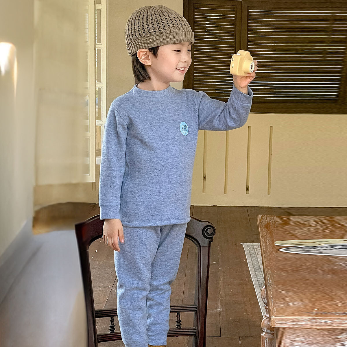 秋冬儿童宝宝打底炫彩奥粒绒男女童秋衣秋裤睡衣家居服内衣套装