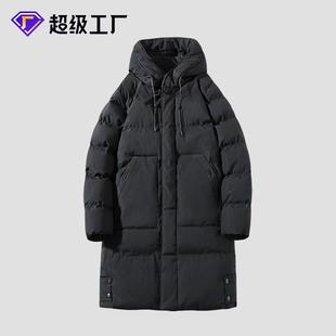 跨境定制中长款棉服男款冬季新款宽松连帽棉袄加厚羽绒棉衣外套男