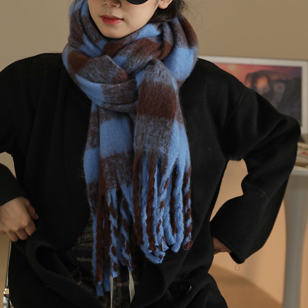 围巾女秋冬高级感虞书欣同款格子情侣披肩百搭保暖高颜值显白学生
