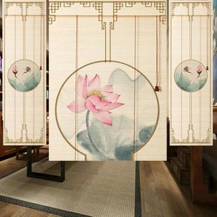 遮阳遮光禅意挂画背景 定制竹帘门帘窗帘卷帘家用隔断印花中日式