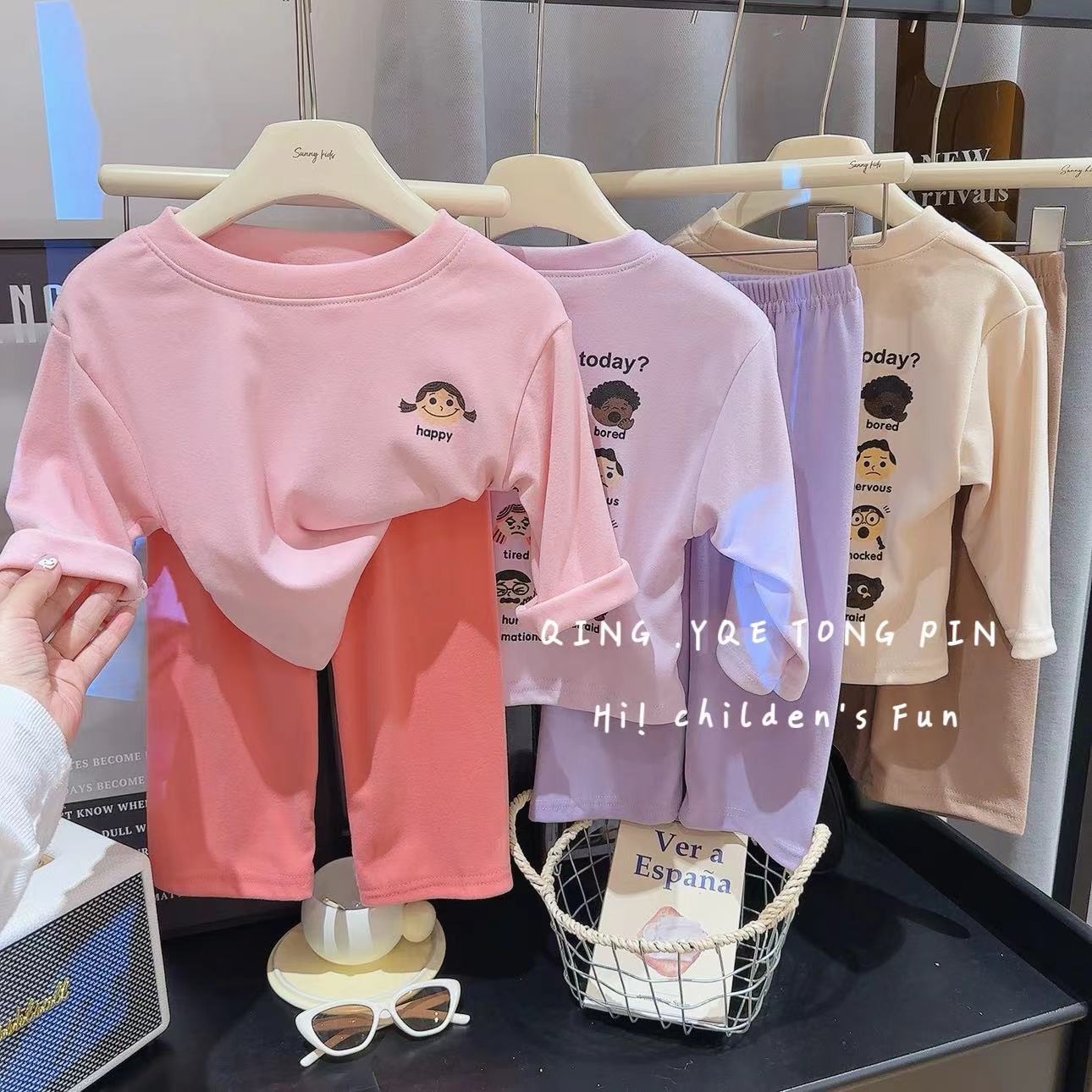 2024秋冬新款德绒家居服套装女童保暖内衣套装韩版童装一件