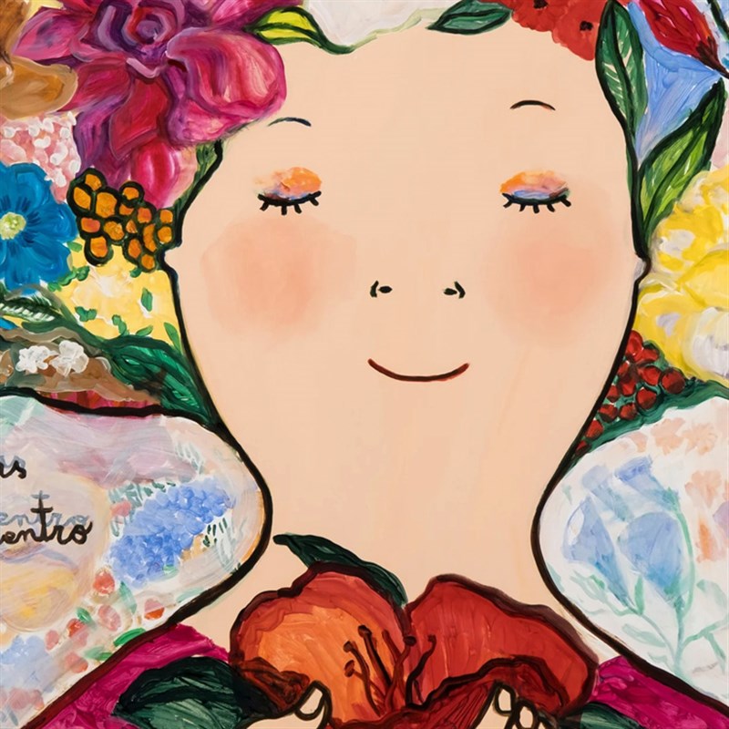 《在鲜花里》风景人物画描述幸福的装饰挂画横款简约无框画 EA