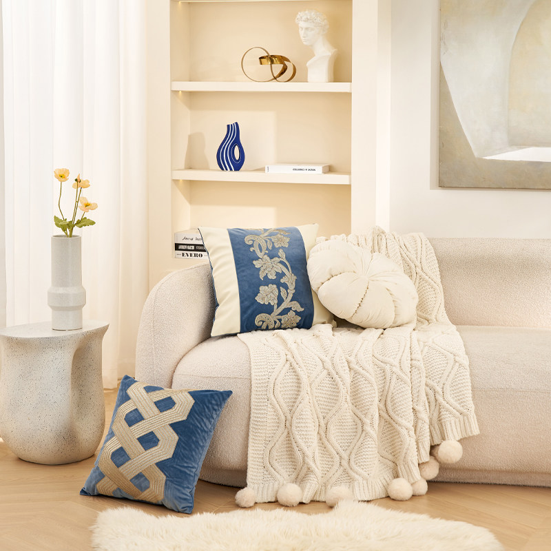 新款简约绣花沙发抱枕靠垫办公室靠枕床头软包不含芯大靠背轻奢,居家布艺,靠垫/抱枕,淘宝优惠券,粉丝福利购,淘宝优惠卷