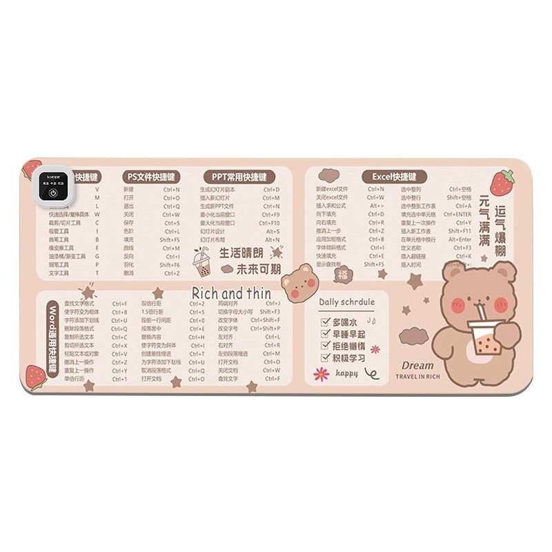 加热鼠标垫快捷键左边开关学生写字暖手桌垫办公电脑桌面发热垫