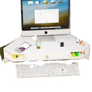 工位电脑增高架办公室台式转角带抽屉收纳架三角桌面显示器置物架