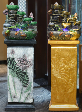 假山流水景观喷泉水车风水轮招财转运球桌面装饰开业礼物大气摆件