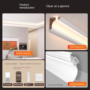 免吊顶明装发光石膏线灯客厅顶角阴角灯双眼皮装饰条墙角线条灯带