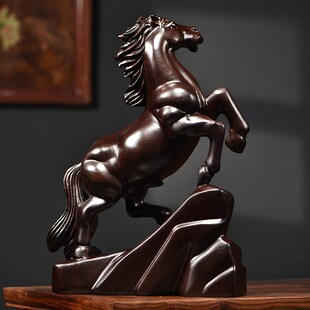 花梨木实木马摆件木雕马到成功工艺品乔迁家居客厅桌面开业送礼