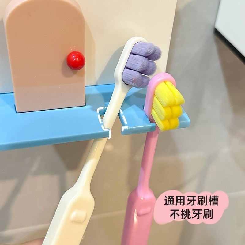 牙刷置物架2025新款免打孔壁挂式电动牙刷架家用双人漱口刷牙杯架