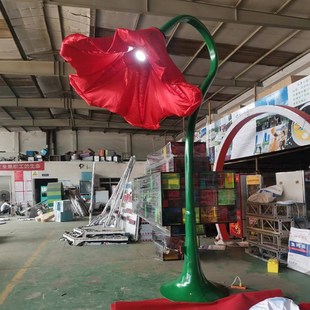 人体感应花网红打卡点互动装置自动开合气模灯光花朵美陈摆件定制