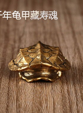 【九华功课祝福】铜龟壳富甲天下手把件桌面茶宠中古男士高端摆件