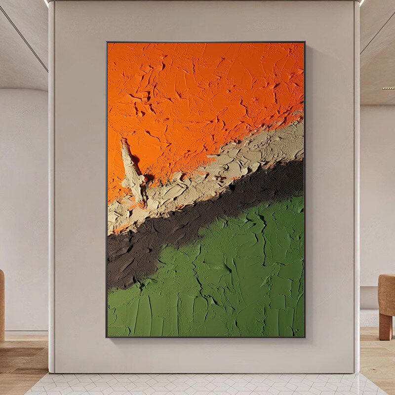 油画肌理感抽象墨绿玄关装饰画现代简约客厅沙发背景墙大幅挂画,家居饰品,现代装饰画,淘宝优惠券,粉丝福利购,淘宝优惠卷