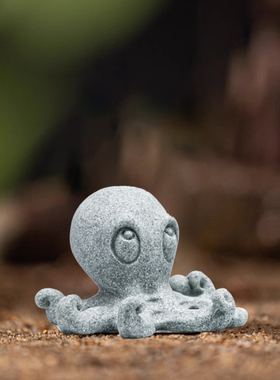 小动物章鱼缸青砂石摆件茶桌茶宠微景观造景装饰花宠花盆小狗青蛙