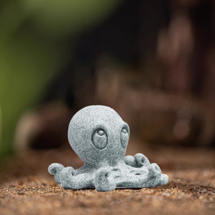 小动物章鱼缸青砂石摆件茶桌茶宠微景观造景装饰花宠花盆小狗青蛙