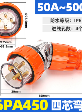 西的丰曼户外工业防水澳标插头座56PA450三相四线50A出口KRIPAL款