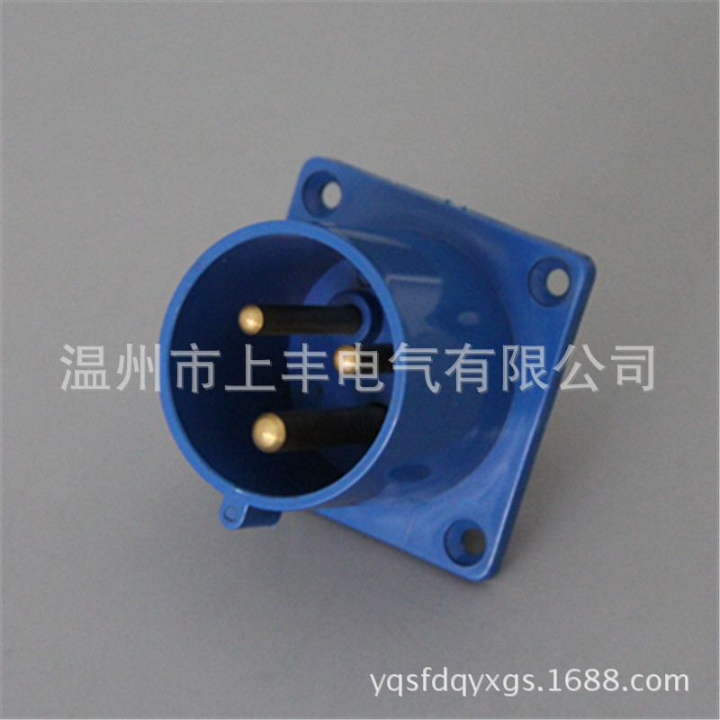 温州上丰工业防水暗装器具反插头座3针32A单相220V2P+E型号SF-623