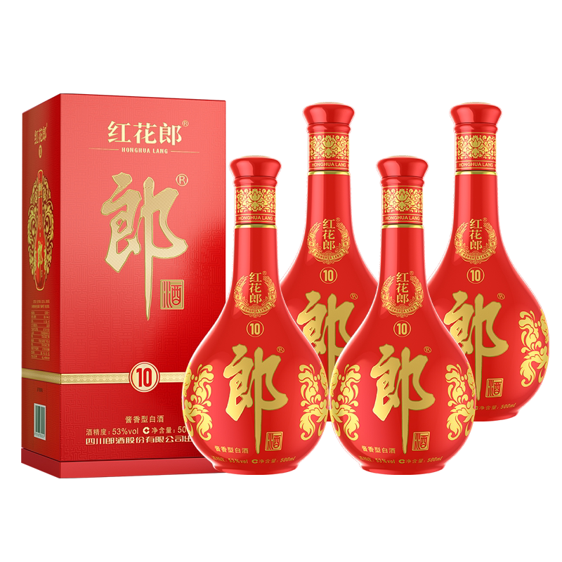 郎 红花郎红十第四代（五代） 53度500ml*4瓶酱香白酒 礼送佳选图片