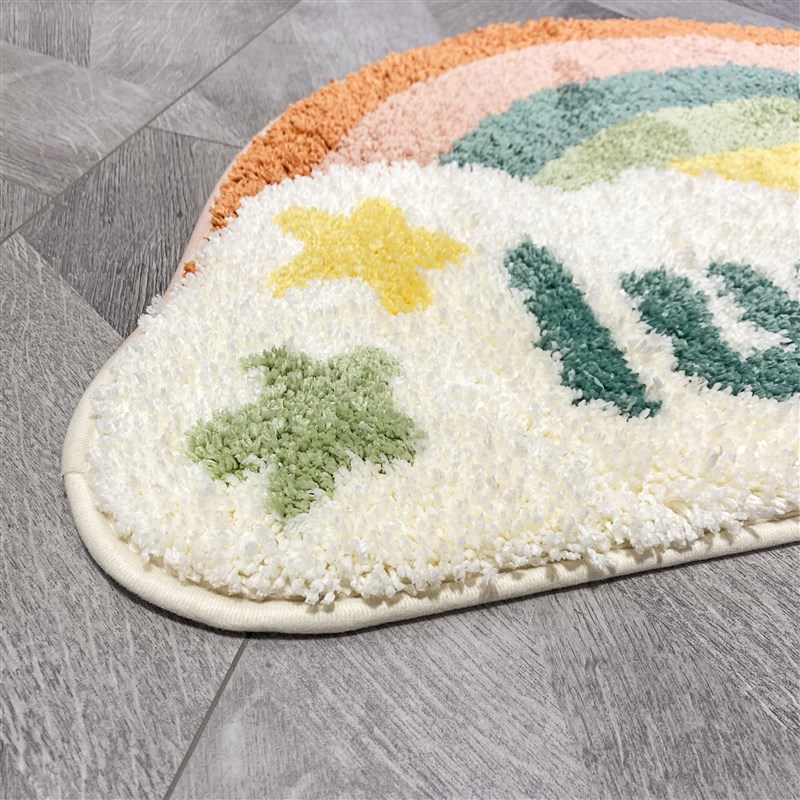 可机洗 icns彩虹半圆形进门地垫 卫生间植绒地毯浴室防滑吸水垫子