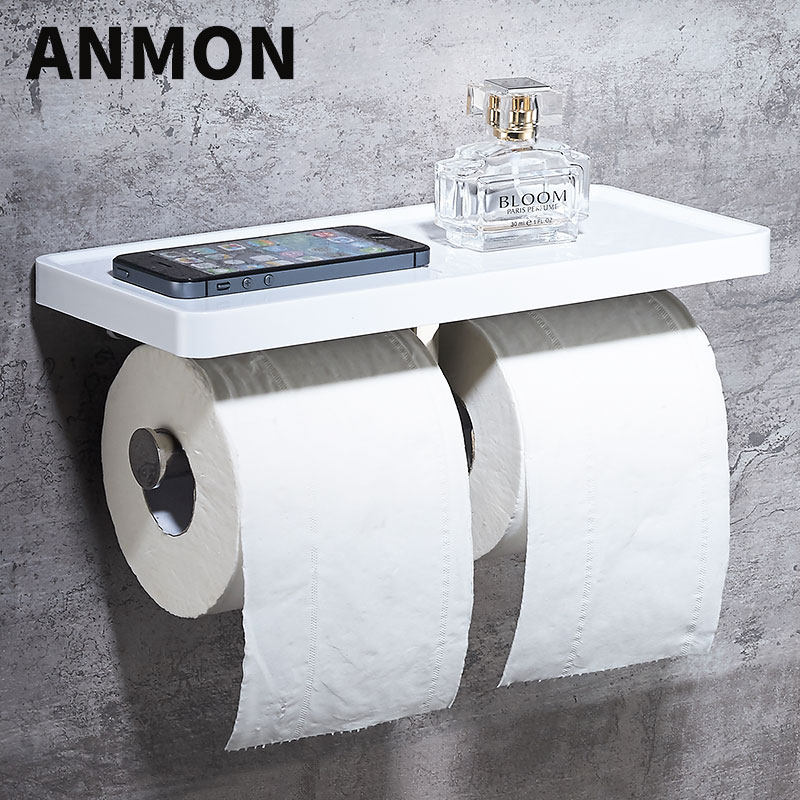 卫生间手机厕纸架不锈钢纸巾架墙壁手纸盒壁挂双卷纸架浴室置物架