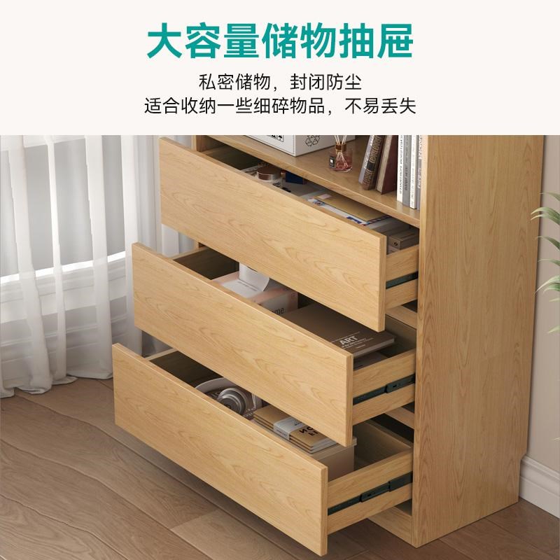 定制实木书柜一体整墙q储物柜家用客厅展示柜置物架带玻璃门落地