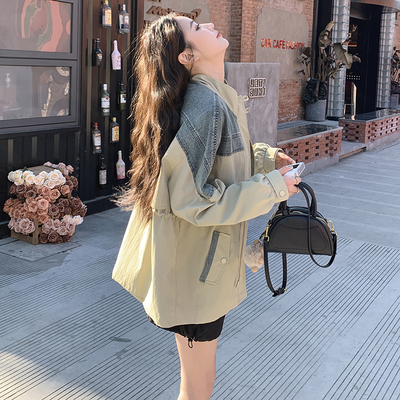 【现货爆款】复古牛仔拼接风衣外套春秋款 1c067--8617-p170-k218