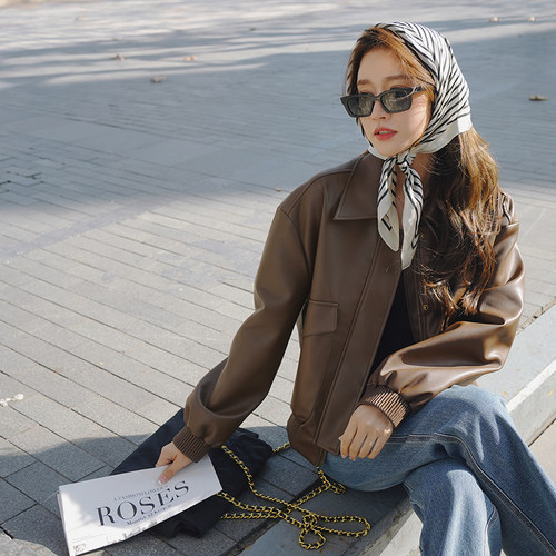 现货500件！爆款推荐！2024年新款皮衣女短款小皮衣春装P145K188