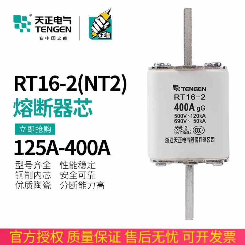 TENGEN天正电气 RT16-2熔断器芯NT2 RT36-2保险丝315A 350A 400A