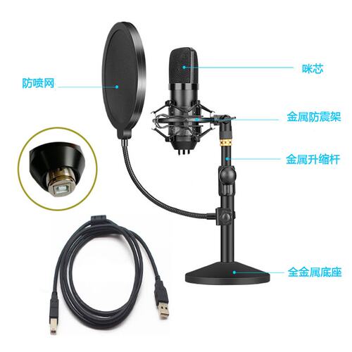 192KHz/24Bit高采样率USB电脑直播录音麦克风bm800话筒套装BM-700