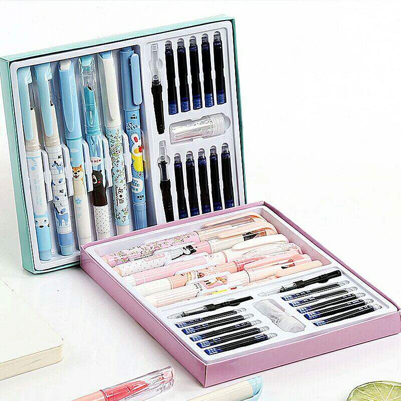 包邮永生钢笔10支装礼盒套组小学生卡通正姿钢笔练字书法可换墨囊