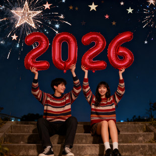 2026数字气球红色新年拍摄道具跨年出片氛围户外场景布置装饰道具
