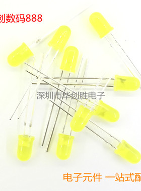 长脚| 5mm 黄色 LED黄发黄 发光二极管 (1000只包/38元)