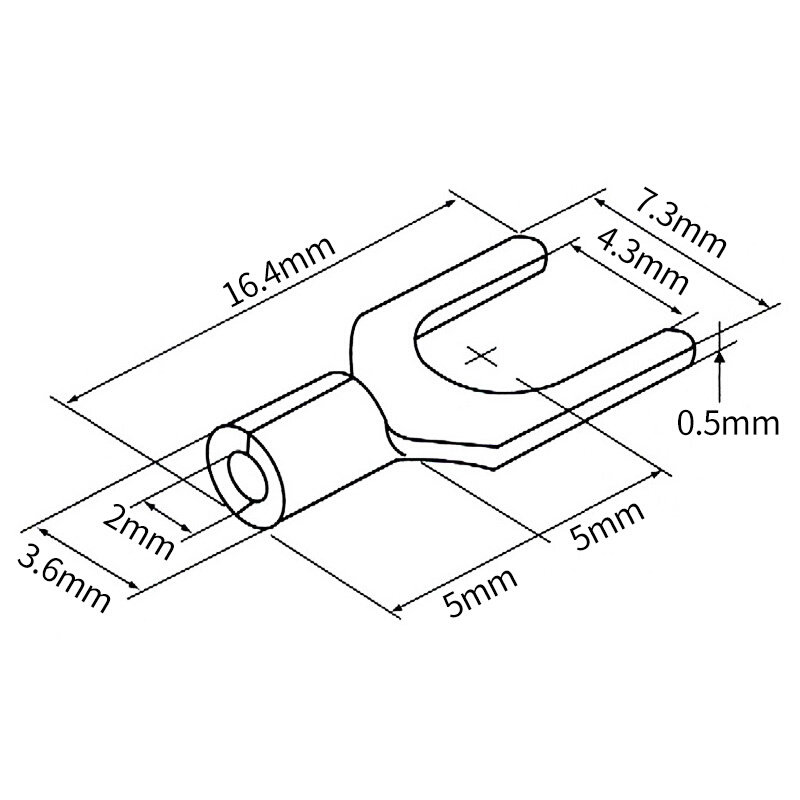 5-4冷压裸端子接线耳u型叉形铜鼻子接线压接端子连接器100